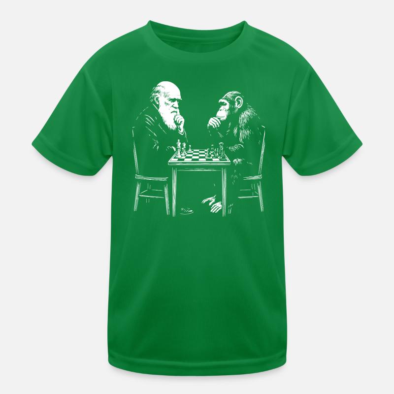 Darwin spielt Schach mit dem Affen – Evolutionsspiel Kinder Funktions-T-Shirt