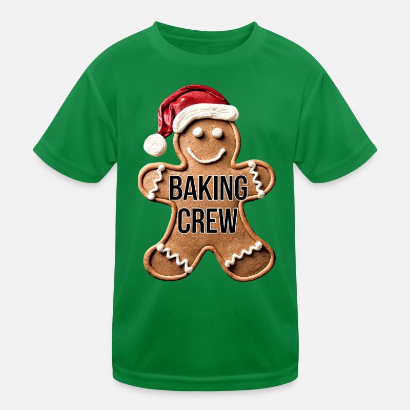 Baking Crew Gingerbread Man Christmas Baking Kids Functional T-Shirt