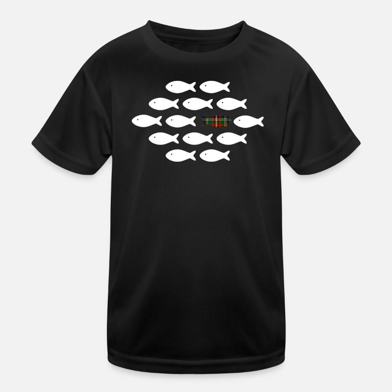 Unique Plaid Fish Kids Functional T-Shirt