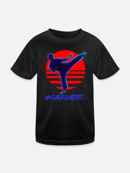 Karate - Kinder Funktions-T-Shirt - Schwarz - Vorne