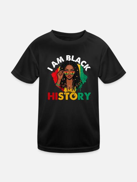 I Am Black Geschichte – Stolz und Macht - Kinder Funktions-T-Shirt - Schwarz