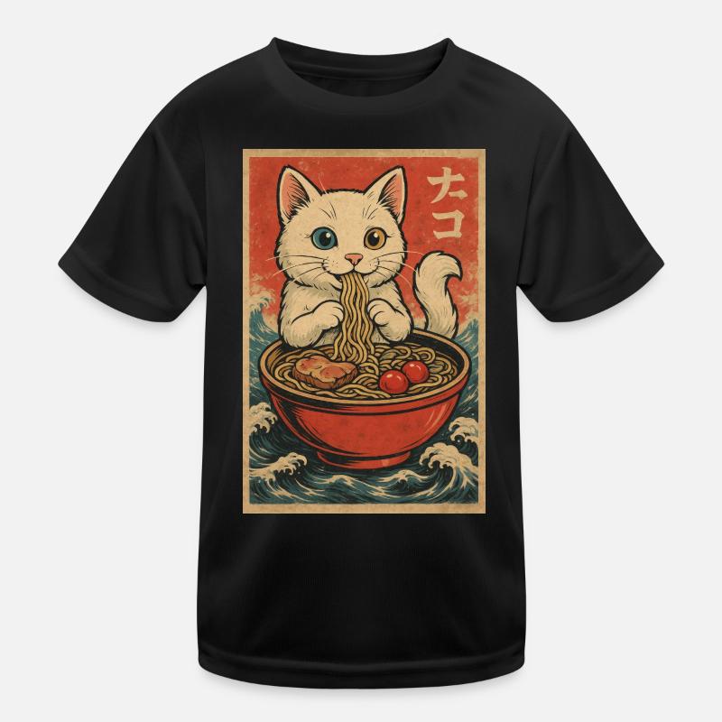 Katzenramen Ukiyo-E Retro Kinder Funktions-T-Shirt