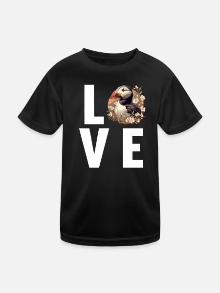 Puffin Papageientaucher - Kinder Funktions-T-Shirt - Schwarz