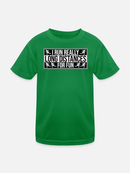 I Run Really Long Distances For Fun Marathon Sport - Kids Functional T-Shirt - kelly green - Front
