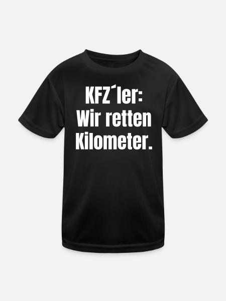 KFZler: Wir retten Kilometer - Kinder Funktions-T-Shirt - Schwarz - Vorne