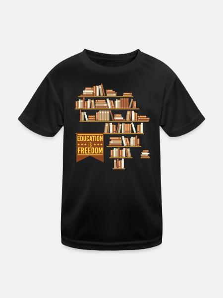 Bildung ist Freiheit – Black History Pride - Kinder Funktions-T-Shirt - Schwarz - Vorne
