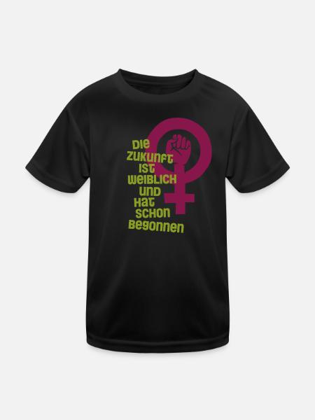 Die Zukunft ist weiblich - Kinder Funktions-T-Shirt - Schwarz - Vorne