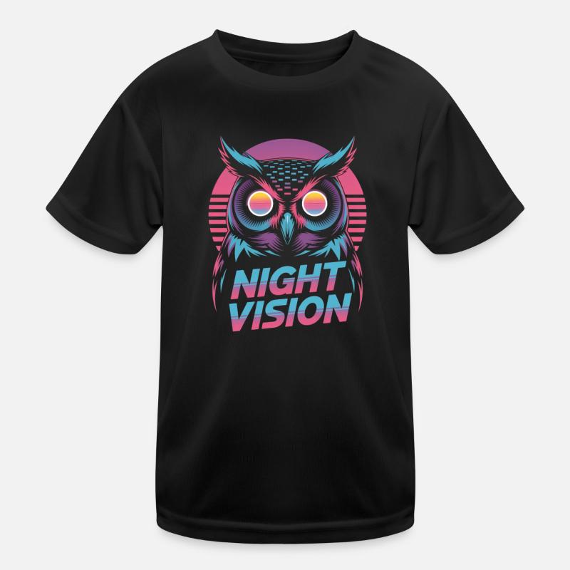Night Vision Owl Retro Synthwave Night T-shirt sport Enfant