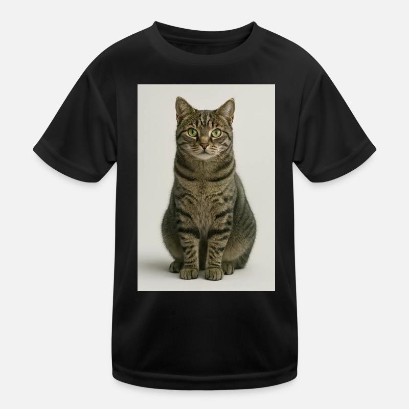 Sitzende getigerte Katzenporträt Kinder Funktions-T-Shirt