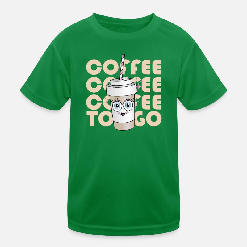 Kaffee To-Go Maskottchen Kinder Funktions-T-Shirt