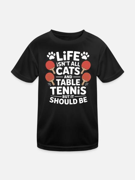 Tischtennis Spruch Katze Witz Tischtennis Geschenk - Kinder Funktions-T-Shirt - Schwarz