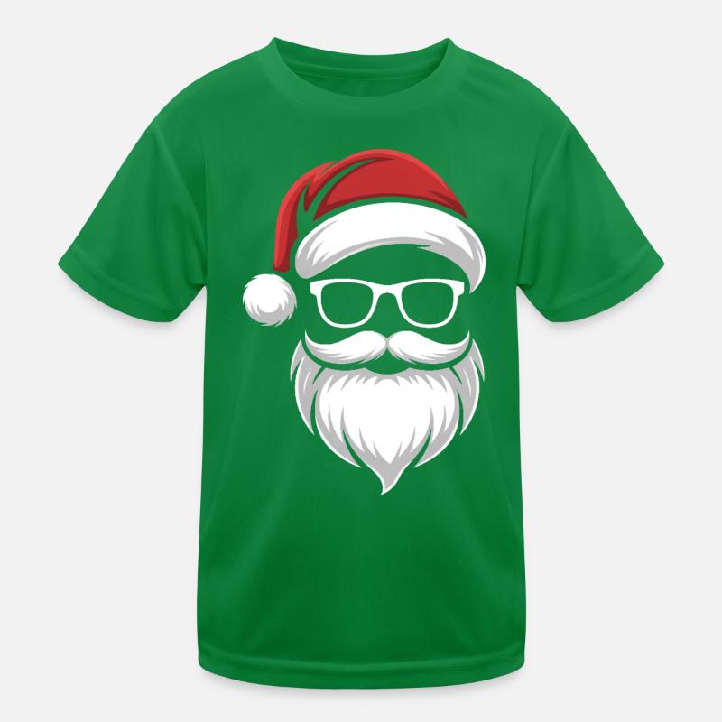 Santa mit Bart & Brille – Retro Weihnacht Kinder Funktions-T-Shirt