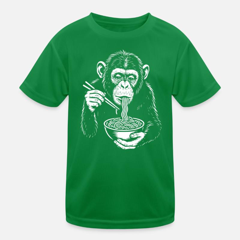 Chimpy Noodle Bowl Illustration Kids Functional T-Shirt
