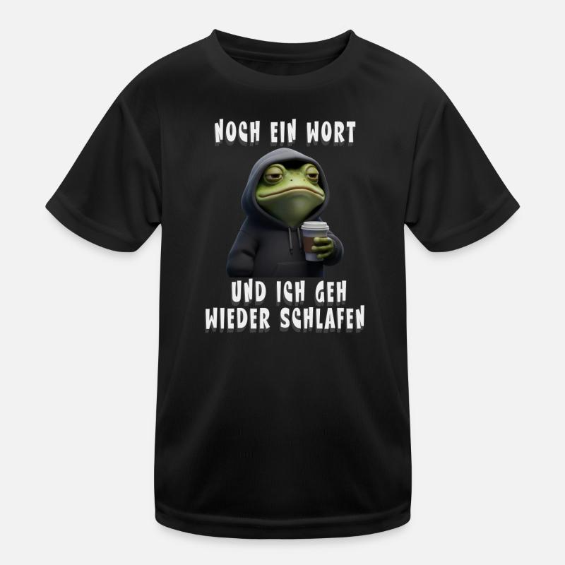 Grumpy Frosch mit Kaffee Cartoon Kinder Funktions-T-Shirt
