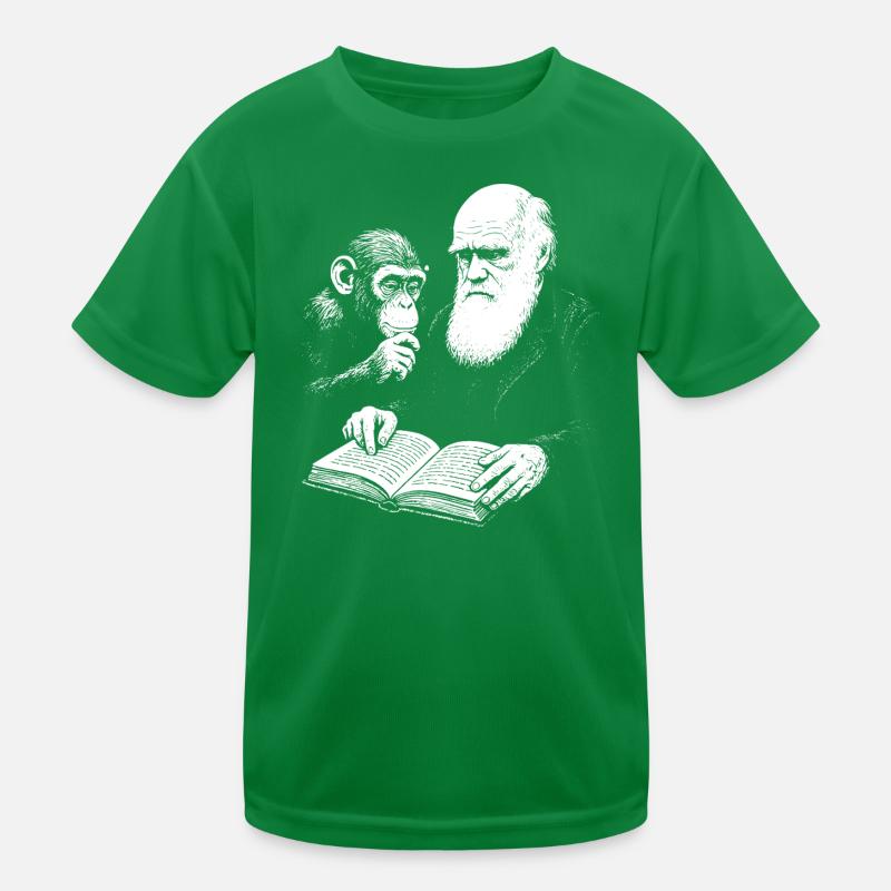 Charles Darwin studying with Monkey  Kids Functional T-Shirt