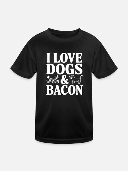 Ich liebe Hunde & Speck - Kinder Funktions-T-Shirt - Schwarz - Vorne