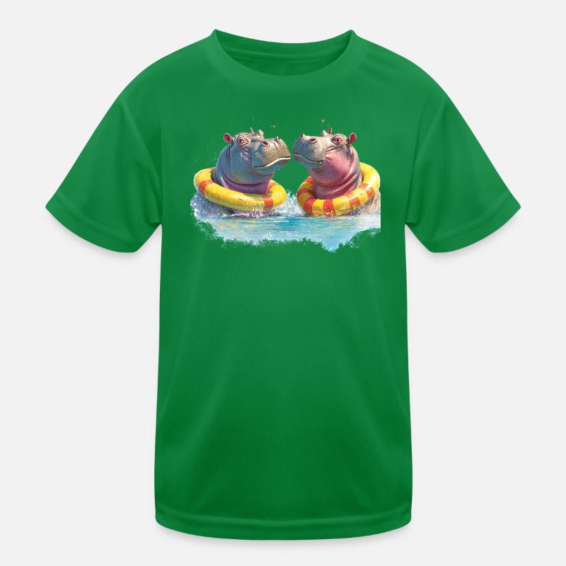 Doppelte Hippo Badespaß Kinder Funktions-T-Shirt