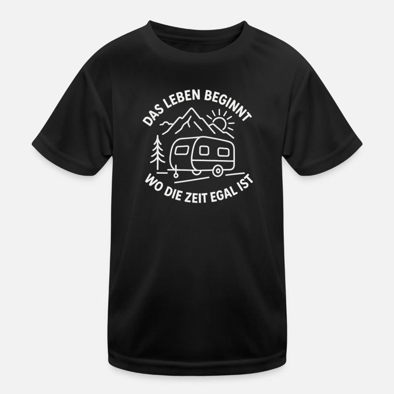 Life begins where time doesn't matter. Caravan - Kids Functional T-Shirt - black