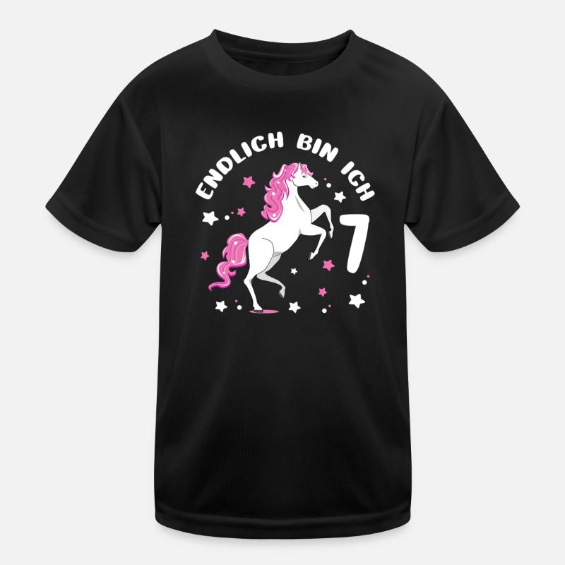 Cheval de 7 ans Enfin je suis 7 filles 7. T-shirt sport Enfant