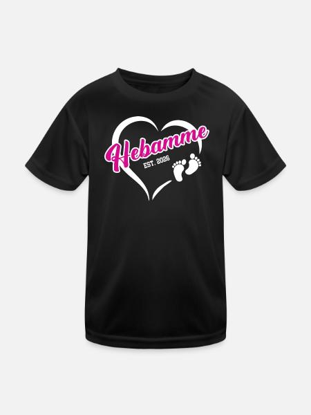 Hebamme 2026 Beruf Hebammenstudium Geburtshilfe - Kinder Funktions-T-Shirt - Schwarz - Vorne