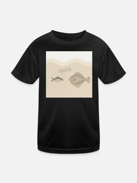 Da biste platt, nä – Lustiges Fisch Design - Kinder Funktions-T-Shirt - Schwarz - Vorne