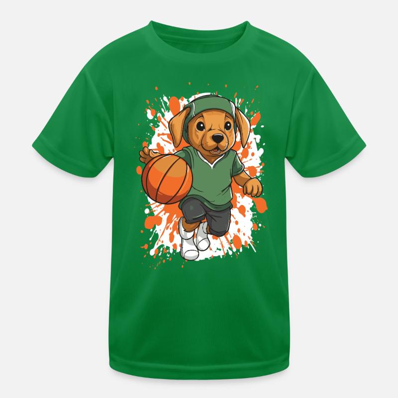 Le chien de basket en vert T-shirt sport Enfant
