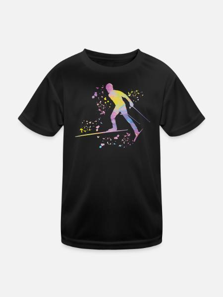 Cross-country skiing Cross-country skiing - Kids Functional T-Shirt - black - Front