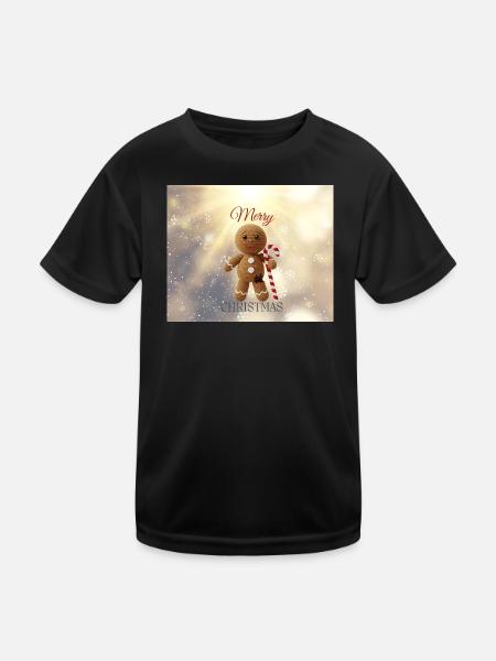 Noël du bonhomme en pain d’épices avec des cannes d’orge d’orge - T-shirt sport Enfant - noir - Devant