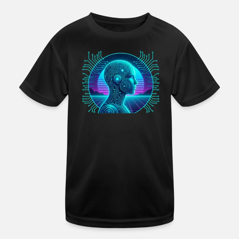 Intelligence artificielle Cyberpunk Circuit Néon T-shirt sport Enfant