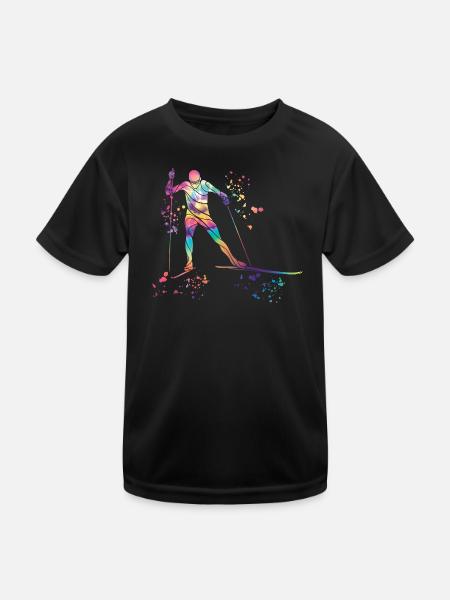 Cross-country skiing Cross-country skiing - Kids Functional T-Shirt - black - Front