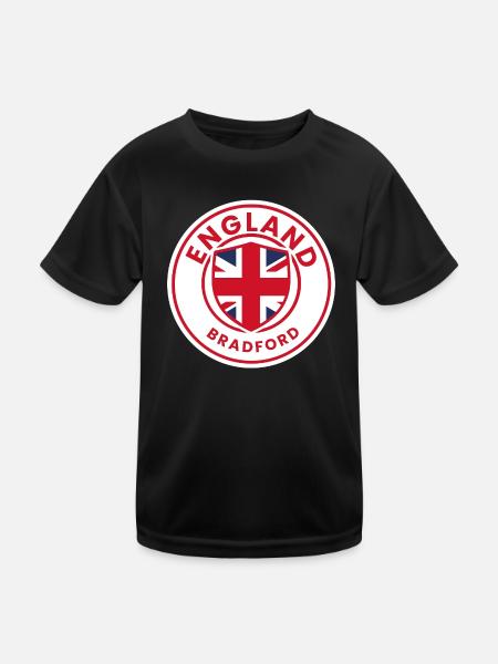 England Bradford Flaggenschild - Kinder Funktions-T-Shirt - Schwarz - Vorne