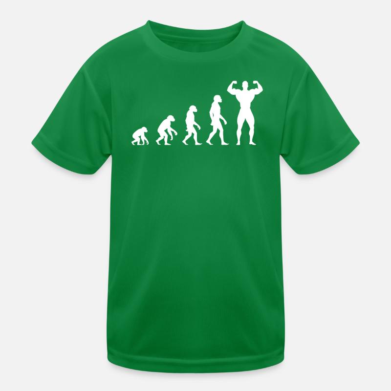 Evolution vom Urmenschen zum Muskelprotz Kinder Funktions-T-Shirt