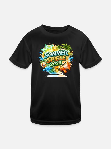 Sommer Spiele 2026 Tropen-Logo - Kinder Funktions-T-Shirt - Schwarz