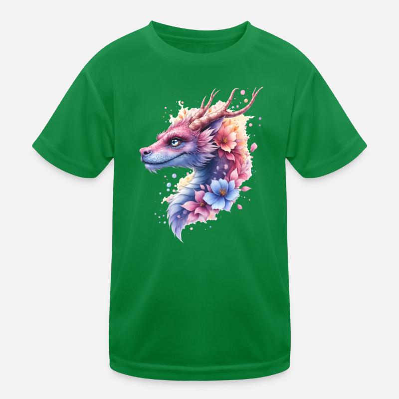 Dragon Fleur Bleu T-shirt sport Enfant