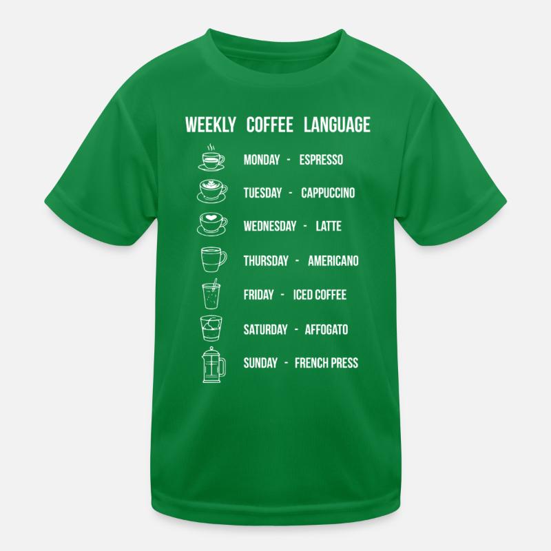 Weekly Coffee Language Diagram Kids Functional T-Shirt