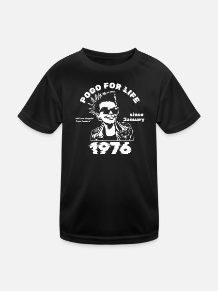 50. Geburtstag Pogo for life since 01/1976 - Kinder Funktions-T-Shirt - Schwarz - Vorne