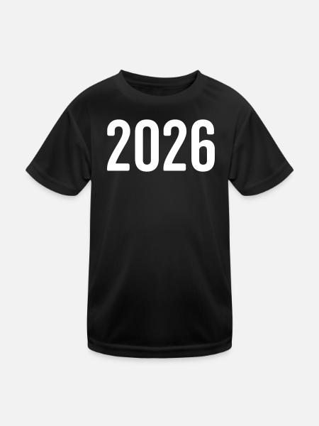 2026 Jahreszahl Ziffer - Kinder Funktions-T-Shirt - Schwarz - Vorne