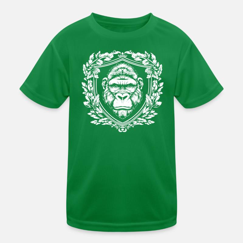 Schimpanse im Wappen-Layout Kinder Funktions-T-Shirt