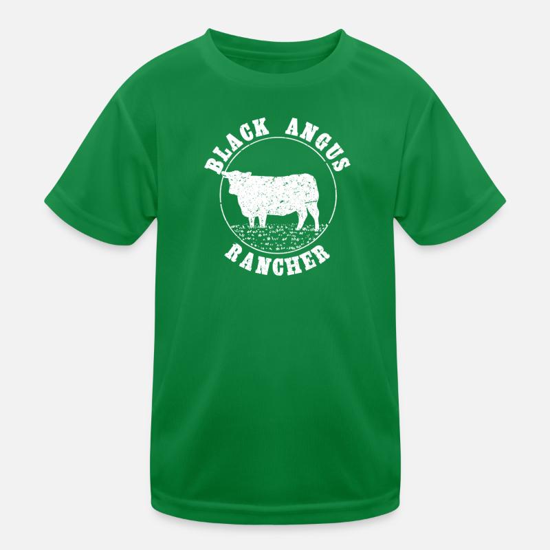 Black Angus Rancher Distressed Cattle Cow Design Kinder Funktions-T-Shirt