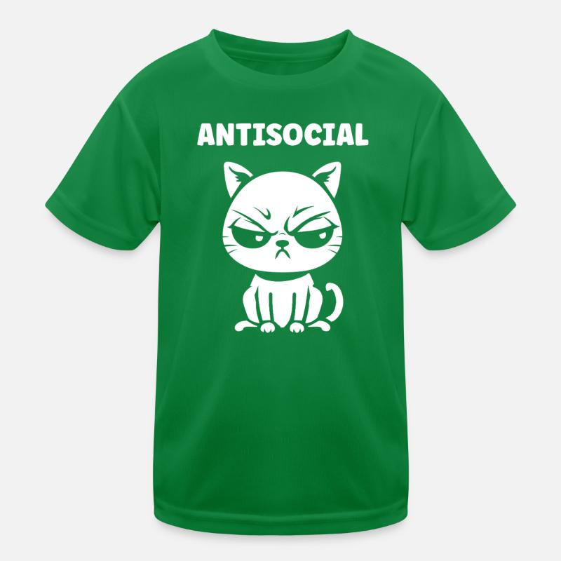 Chat antisocial noir blanc T-shirt sport Enfant