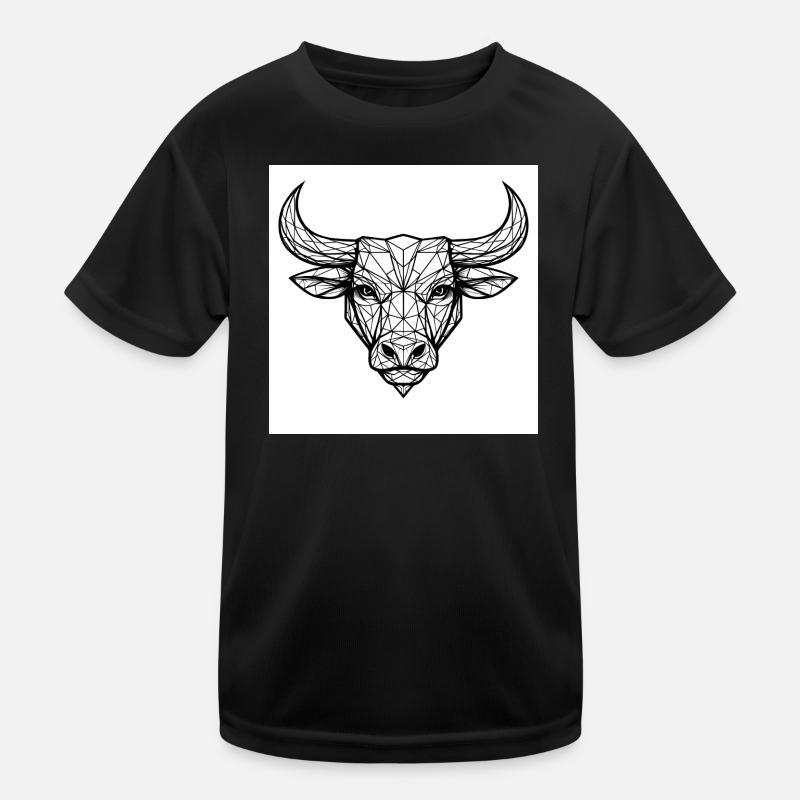 Geometrischer Stierkopf - Kinder Funktions-T-Shirt - Schwarz