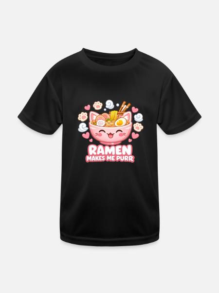 Le ramen me fait ronronner - T-shirt sport Enfant - noir - Devant