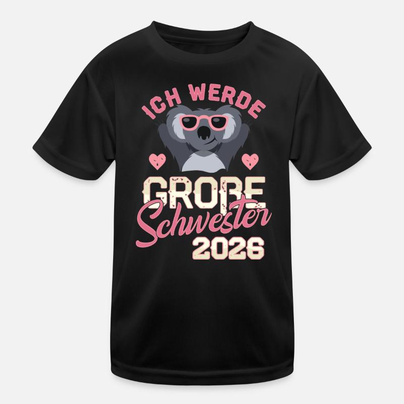 Ich werde Große Schwester 2026 Kinder Funktions-T-Shirt