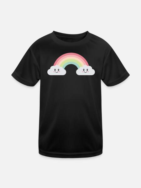 Rainbow clouds - Kids Functional T-Shirt - black - Front