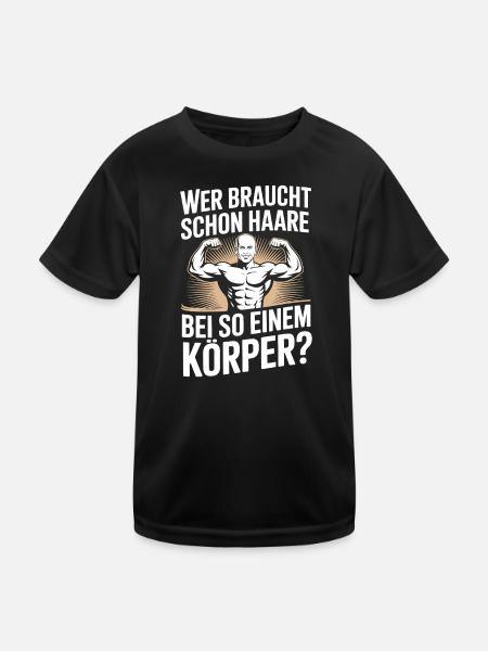 Glatze Wer Braucht Schon Haare Halbglatze Glatzen - Kinder Funktions-T-Shirt - Schwarz - Vorne