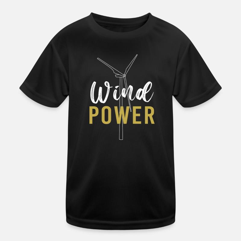 Windrad Windenergie Windkraft Kinder Funktions-T-Shirt