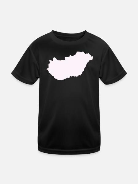 Ungarn Land - Kinder Funktions-T-Shirt - Schwarz - Vorne