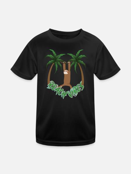 Beach Vibes Sloth - Kids Functional T-Shirt - black