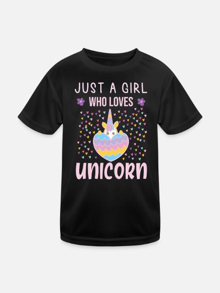 Just a girl who loves unicorn - Kids Functional T-Shirt - black