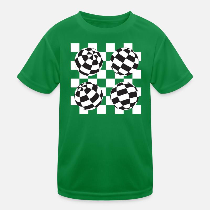Spherical Checkered Illusion Kids Functional T-Shirt